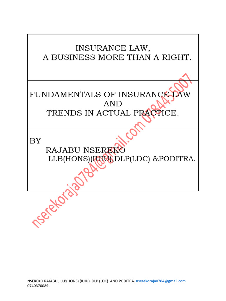 Fundamentals of Insurance Law Explained | PDF | Insurance | Subrogation