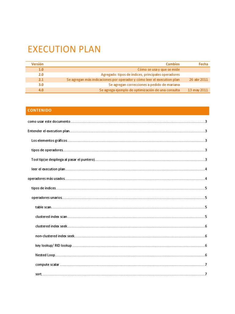 Guía del Execution Plan en SQL | PDF | Tabla (base de datos) | SQL