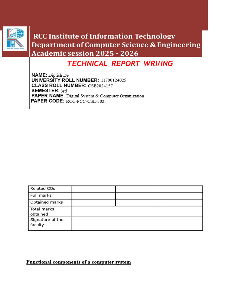 Technical Report on Computer Systems | PDF