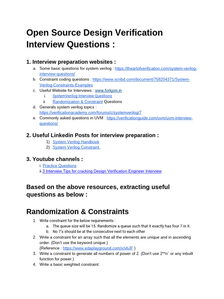 Design Verification Interview Questions | PDF | Computing | Computer ...