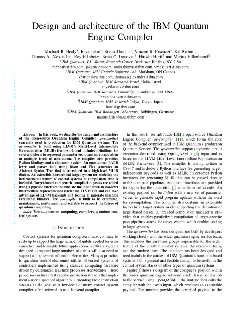 IBM Quantum Engine Compiler Design | PDF | Parsing | Compiler