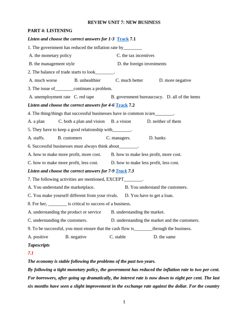 Review Unit 7 - Scripts | PDF | Monetary Policy | Inflation