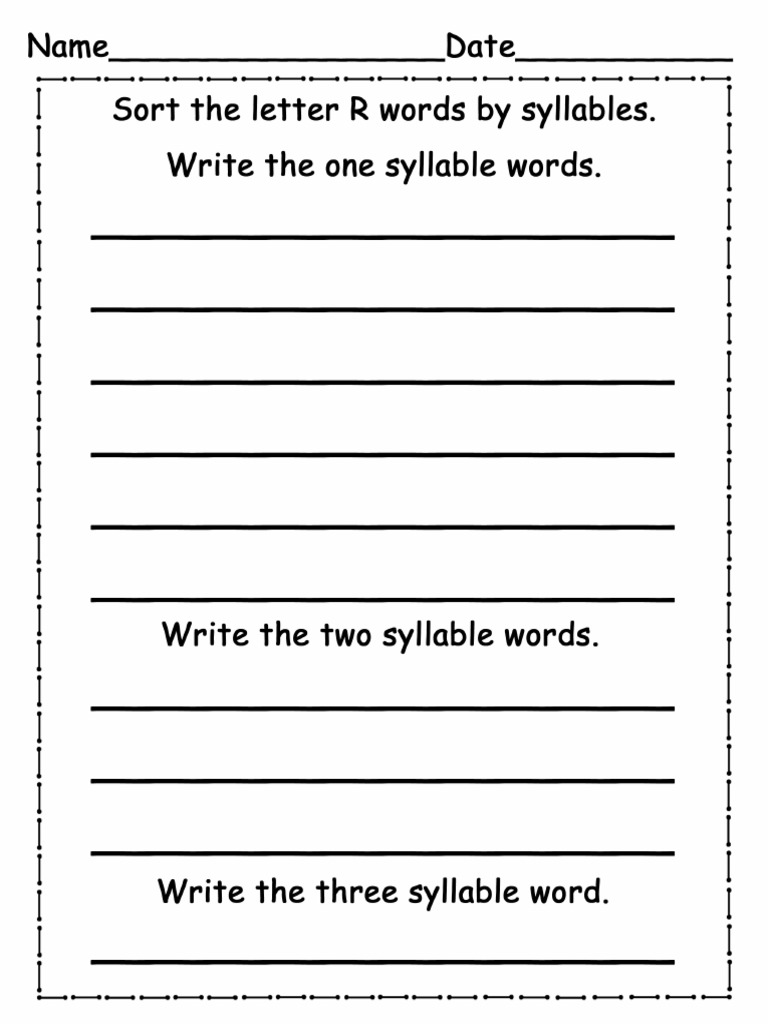 Letter S Write The Room - Recording Sheet - Syllables | PDF