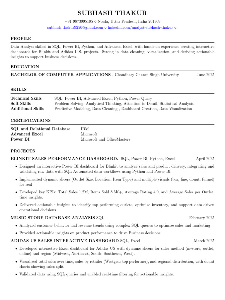 Data Analyst Profile: SQL & Power BI Expert | PDF | Microsoft Excel | Sql
