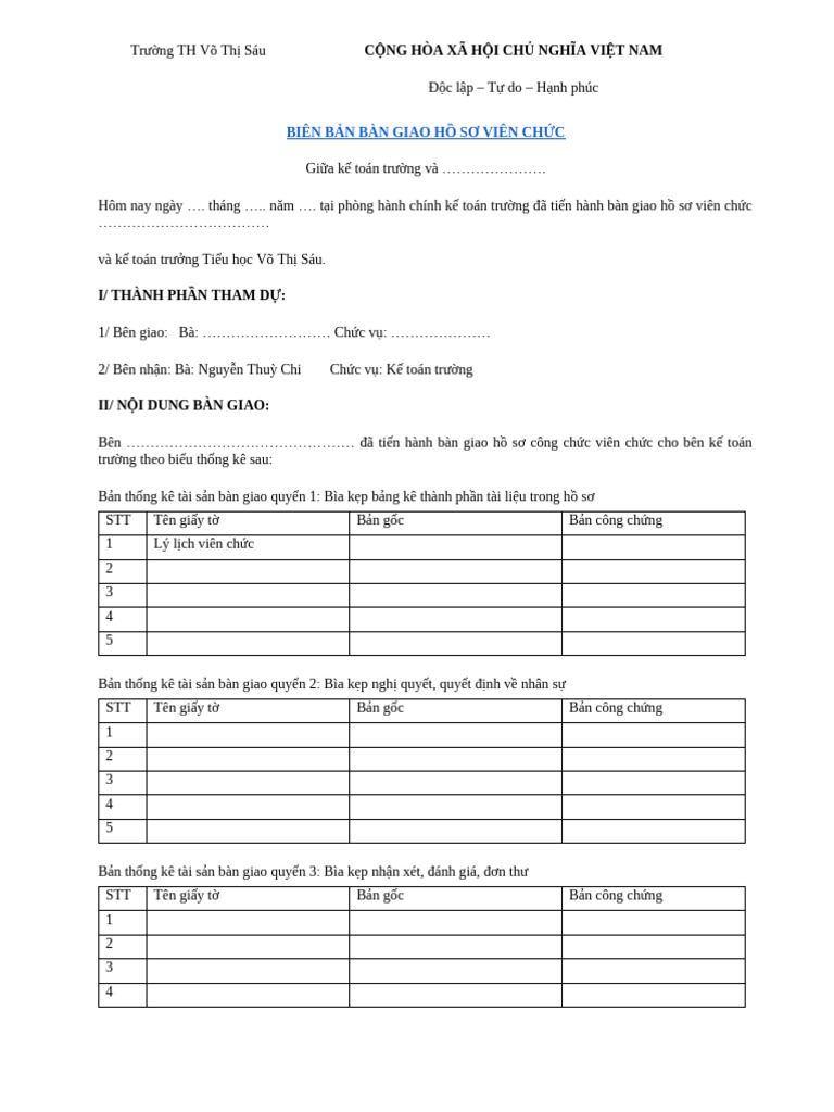 Mau Bien Ban Ban Giao Tai San | PDF