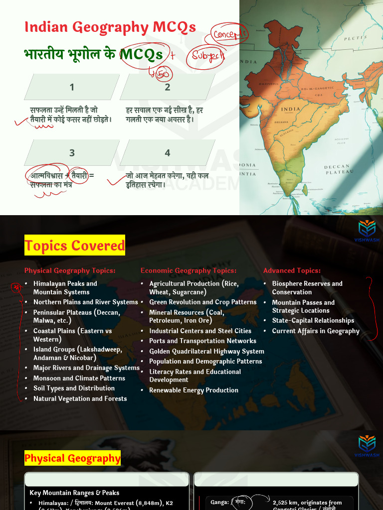 Indian Geography Concepts + MCQs by Ravi Sir | PDF