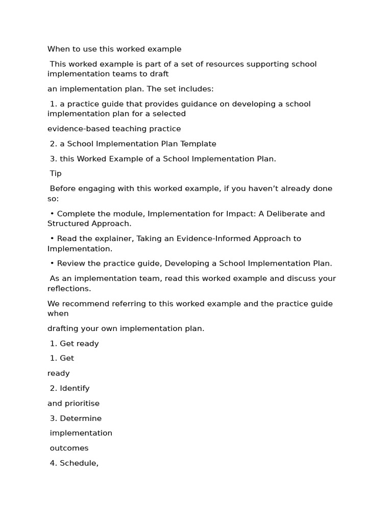 School Implementation Plan Example | PDF | Learning | Mathematics
