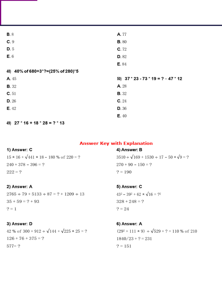 Math Problem Solutions and Explanations | PDF