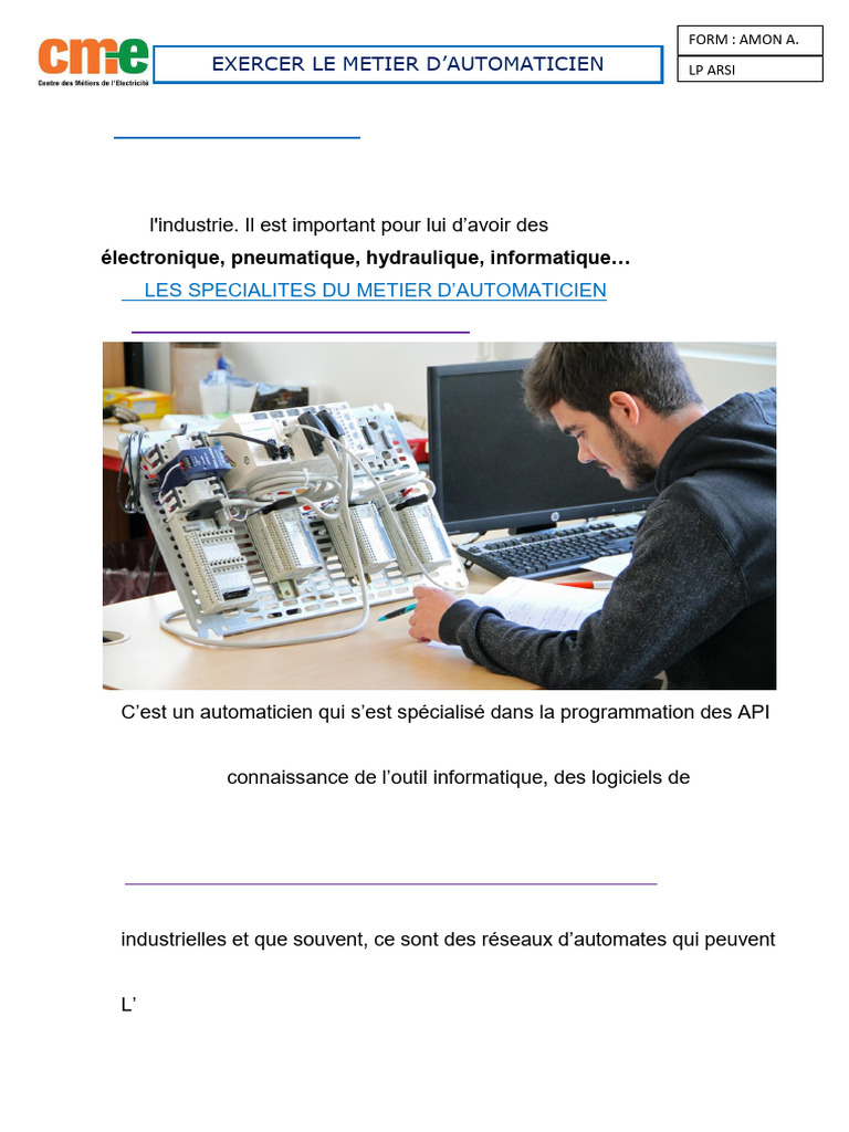 Automaticien : Spécialités et Débouchés | PDF | Scada | Informatique