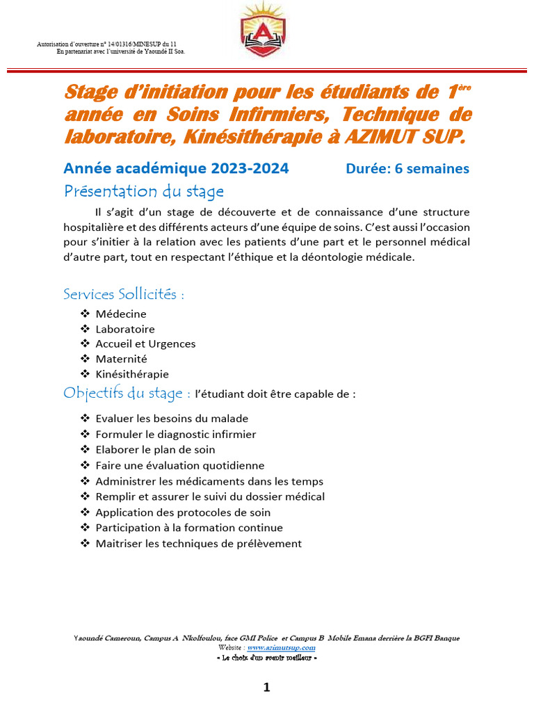 Stage d'initiation en soins infirmiers | PDF | Allaitement | Soins de santé