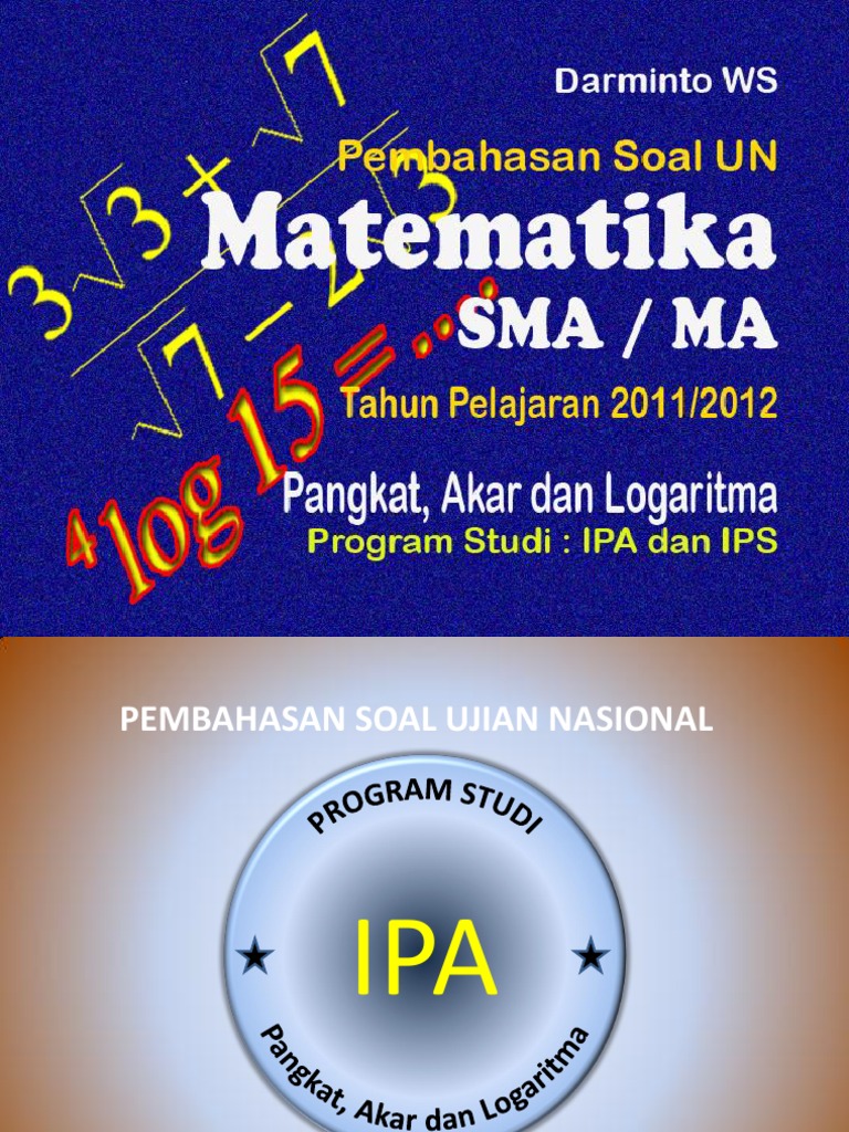Pembahasan Soal Un 2012 Pangkat Akar Dan Logaritma