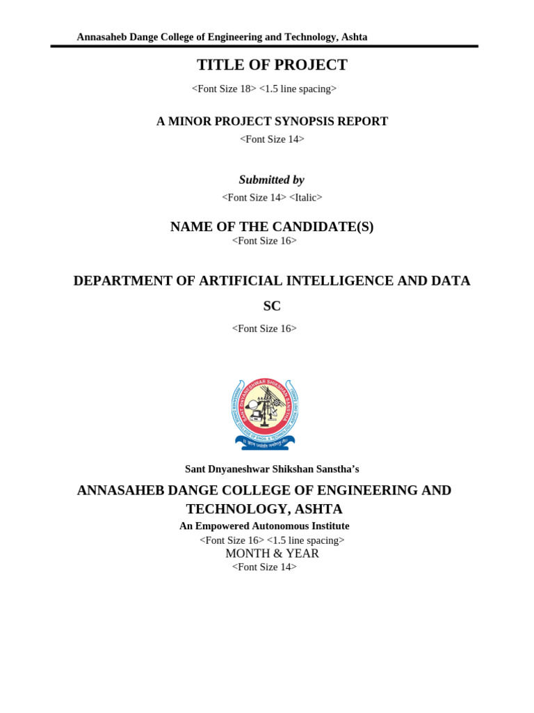 Minor Project Synopsis Report AI | PDF