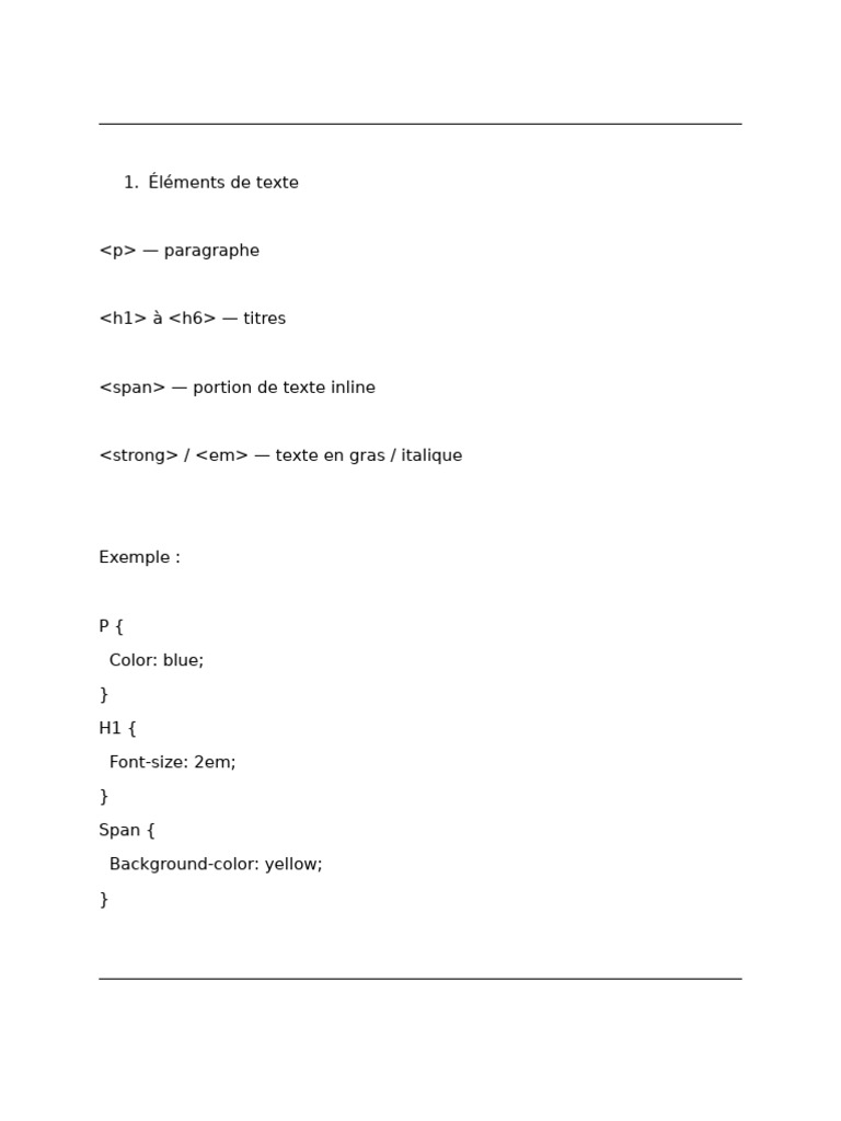 Guide des éléments HTML et CSS | PDF
