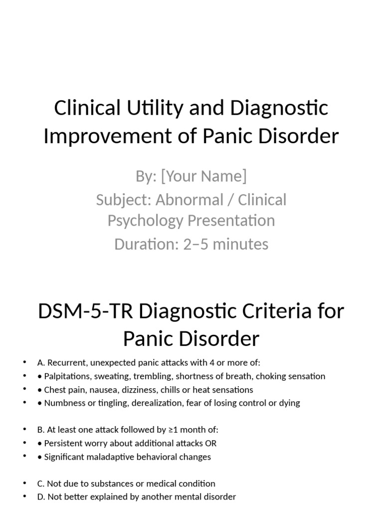 Clinical Utility of Panic Disorder | PDF | Panic Disorder | Mental Disorder