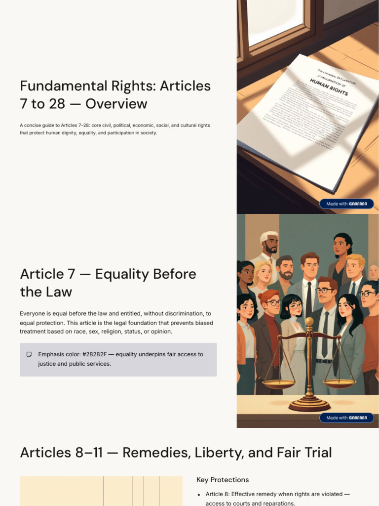 Fundamental Rights Articles 7 To 28 Overview | PDF | Social Equality ...