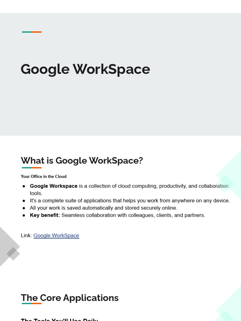 Google Workspace: Cloud Collaboration Tools | PDF