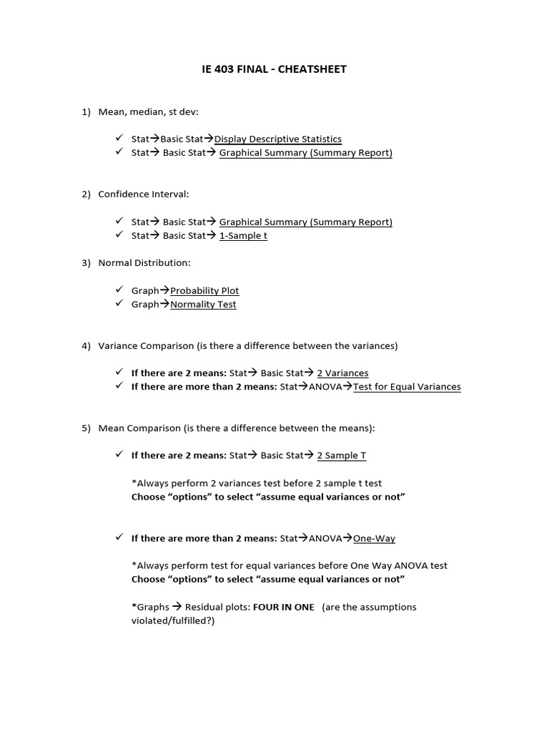 Minitab Statistical Analysis Cheatsheet | PDF | Regression Analysis ...