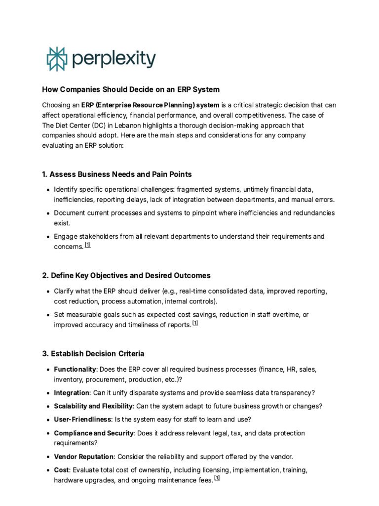 How Companies Should Decide On An ERP System | PDF | Enterprise ...