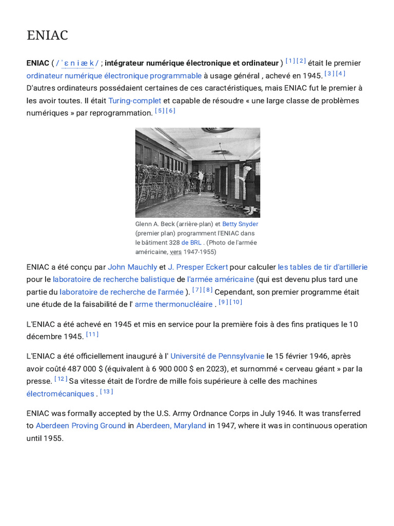 ENIAC: First Programmable Computer | PDF | Office Equipment | Computer ...