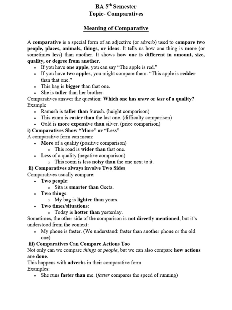 Understanding Comparatives in English | PDF | Verb | Adverb