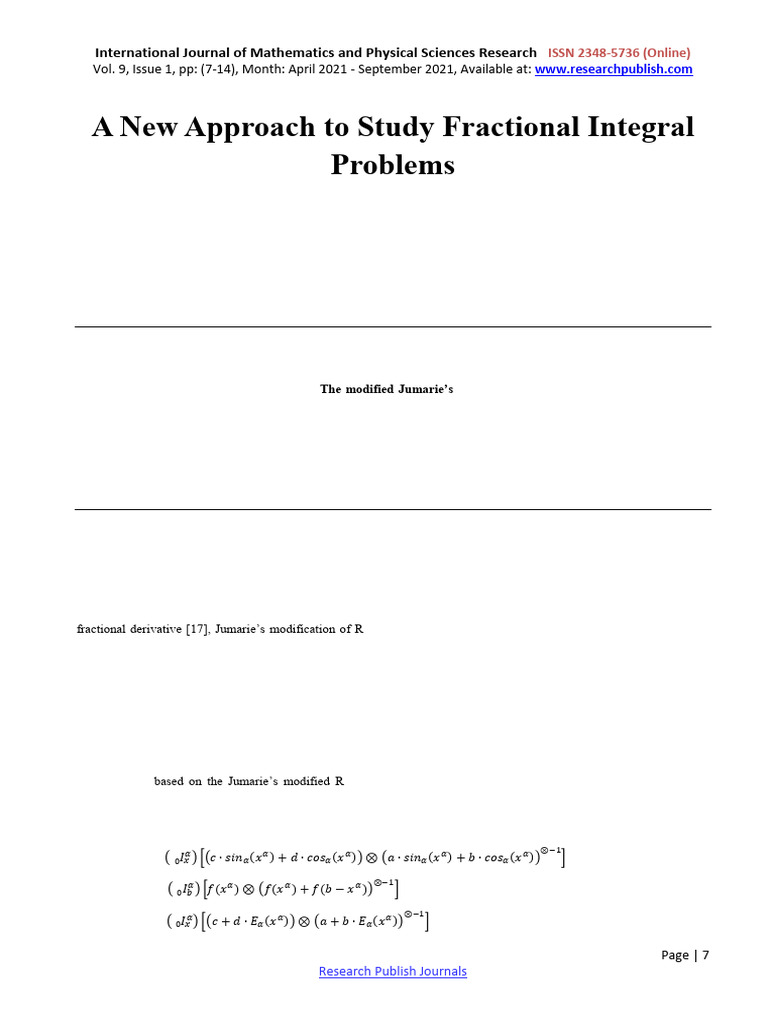 New Methods in Fractional Integral Calculus | PDF | Function ...