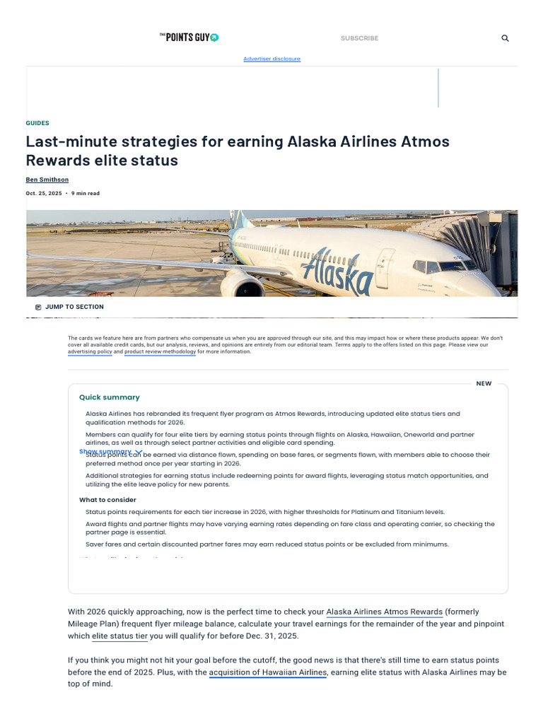 Earning Alaska Airlines Atmos Elite Status | PDF