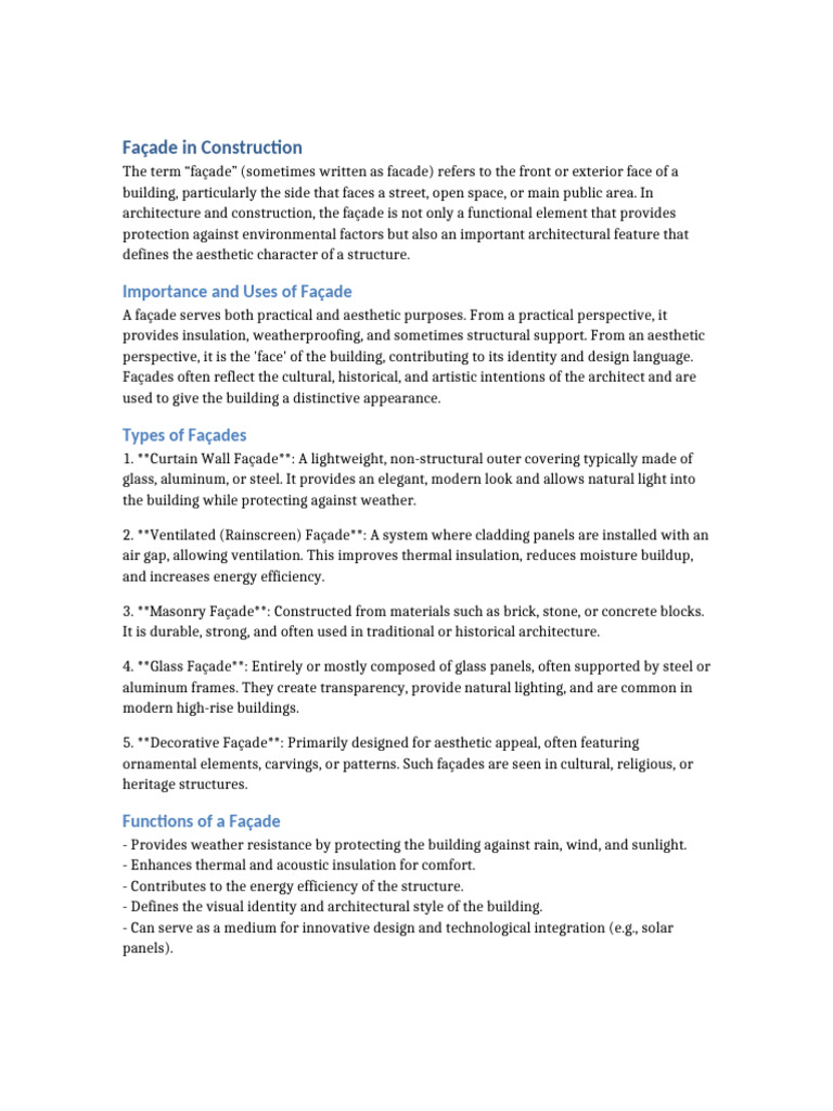 Facade in Construction | PDF | Building Insulation | Building Engineering
