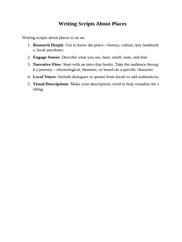 Writing Engaging Place Scripts | PDF