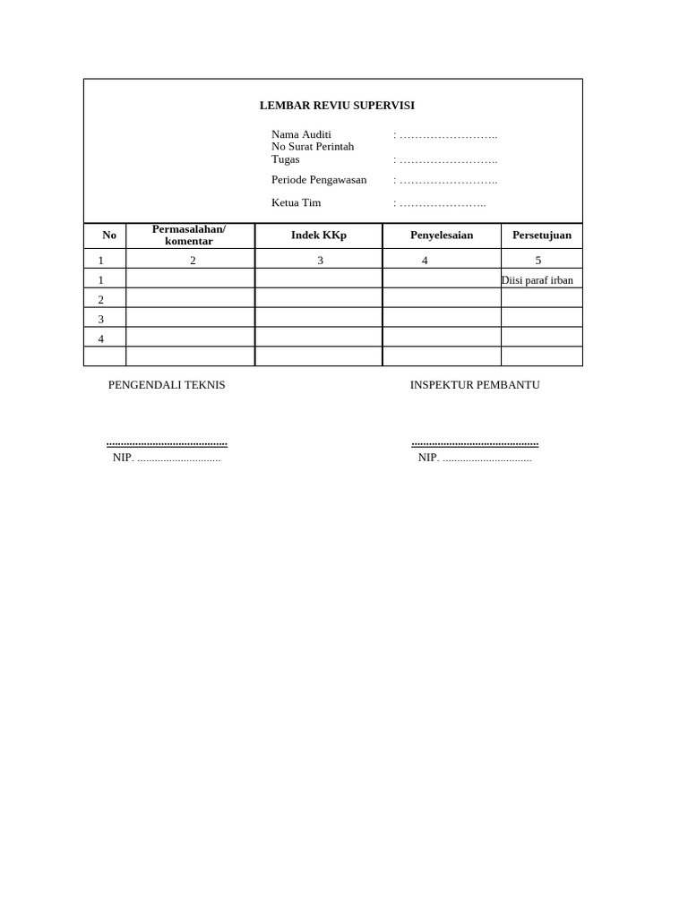 Lembar Reviu Supervisi Audit | PDF
