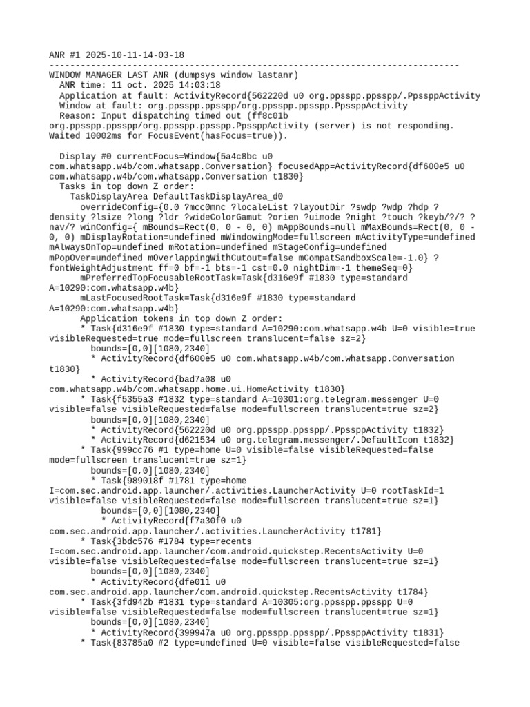 ANR Report for PPSSPP Activity | PDF | Software | Mobile ...