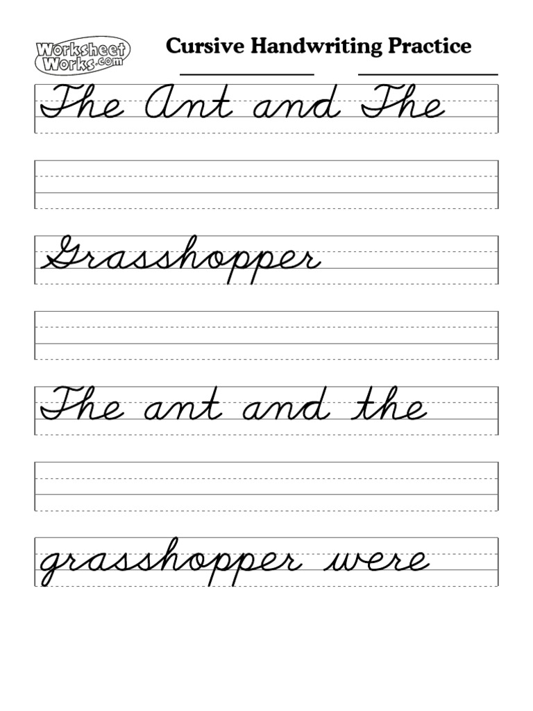 WorksheetWorks Cursive Handwriting Practice 1 | PDF