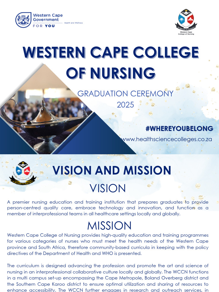 Western Cape College of Nursing Graduation Programme | PDF