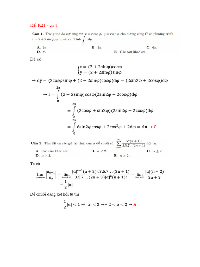 ĐỀ CUỐI KỲ GT2 | PDF