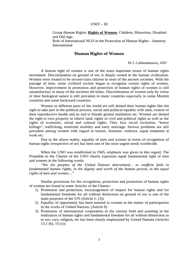 Women's Human Rights and Global Efforts | PDF | Gender Studies ...