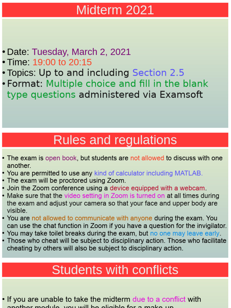 Midterm Exam Guidelines for 2021 | PDF