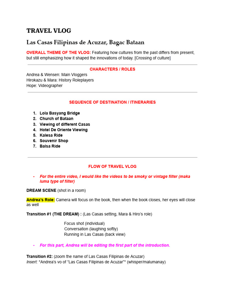 Travel Vlog Script - Las Casas | PDF