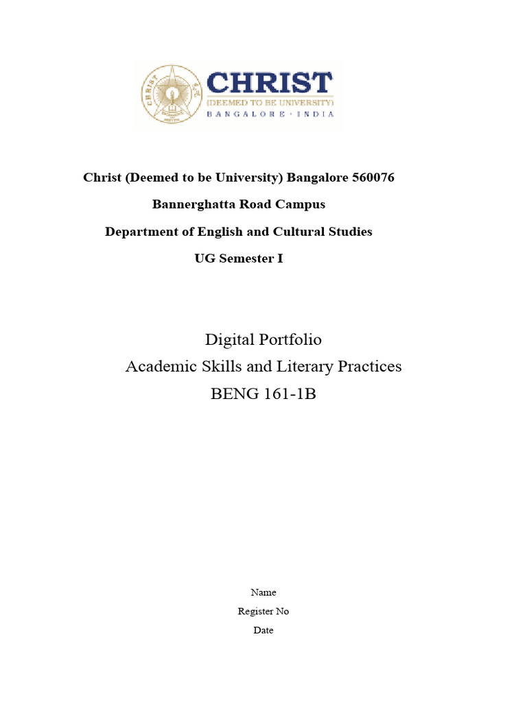 Cover PAge - Digital Portfolio 2 | PDF