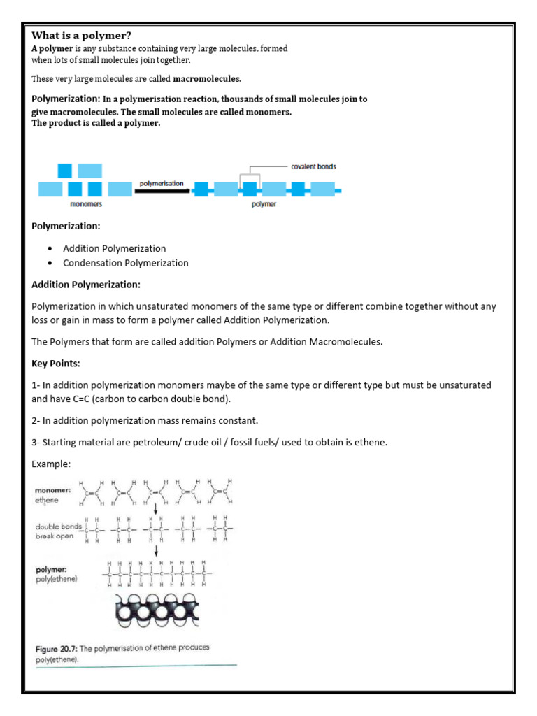 Understanding Polymers and Polymerization | PDF