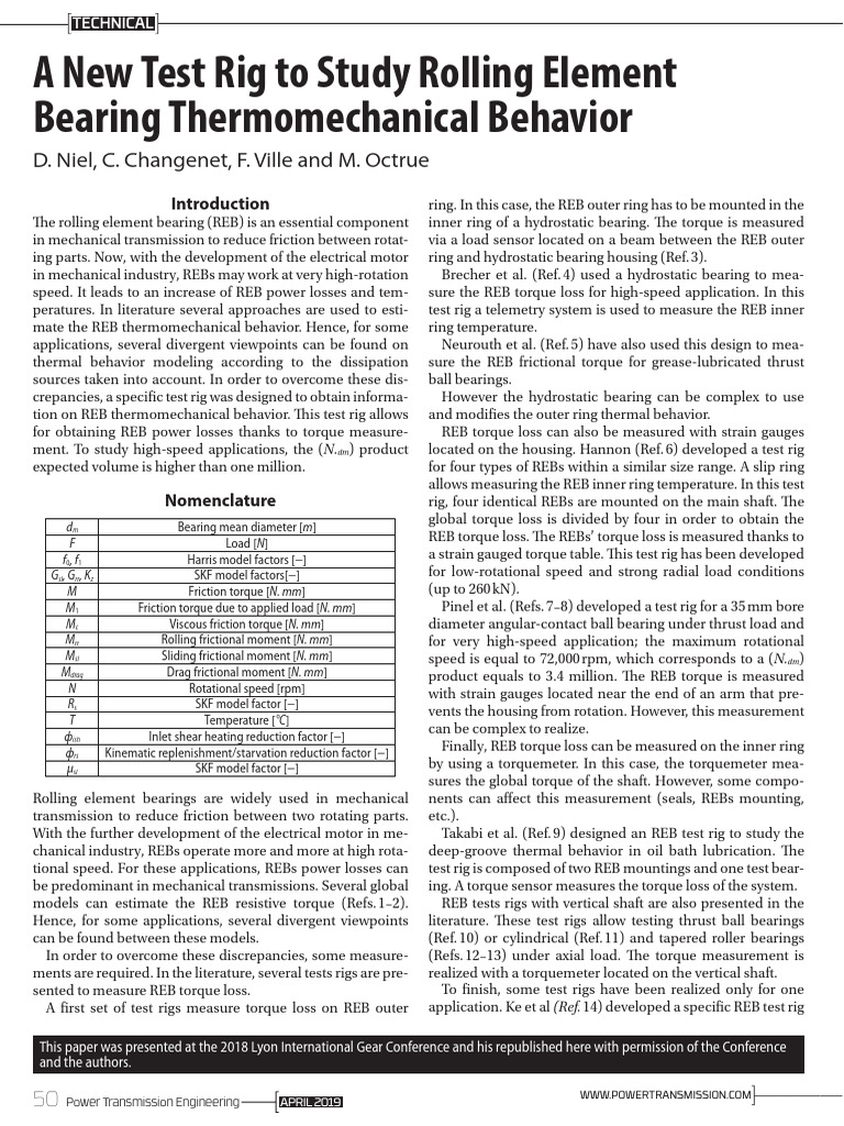 New Test Rig for REB Thermal Analysis | PDF | Bearing (Mechanical ...