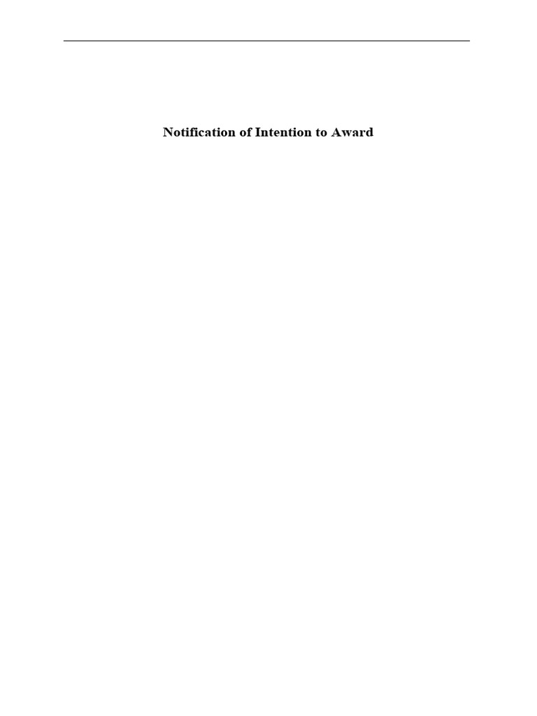 Final Notification of Intention To Award DED GKS KDS | PDF | Negotiation