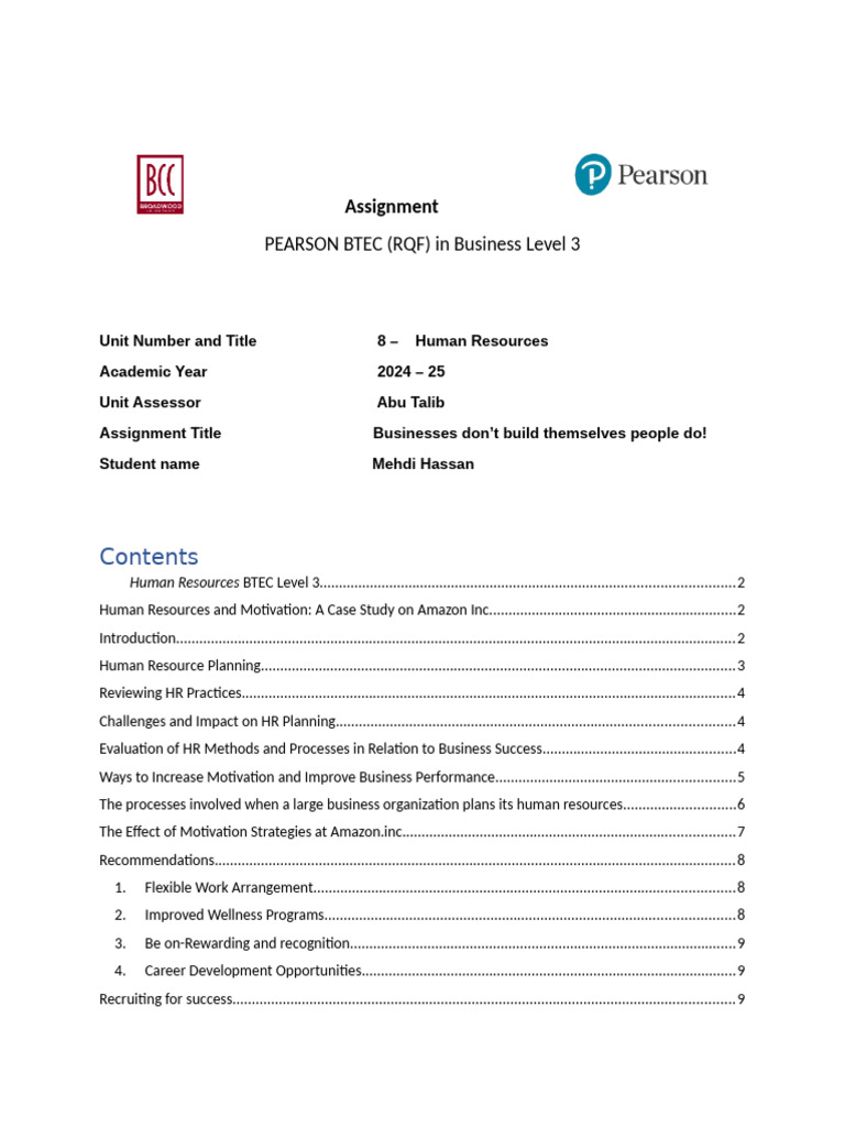 HR Strategies for Success at Amazon Inc. | PDF | Recruitment | Employee ...
