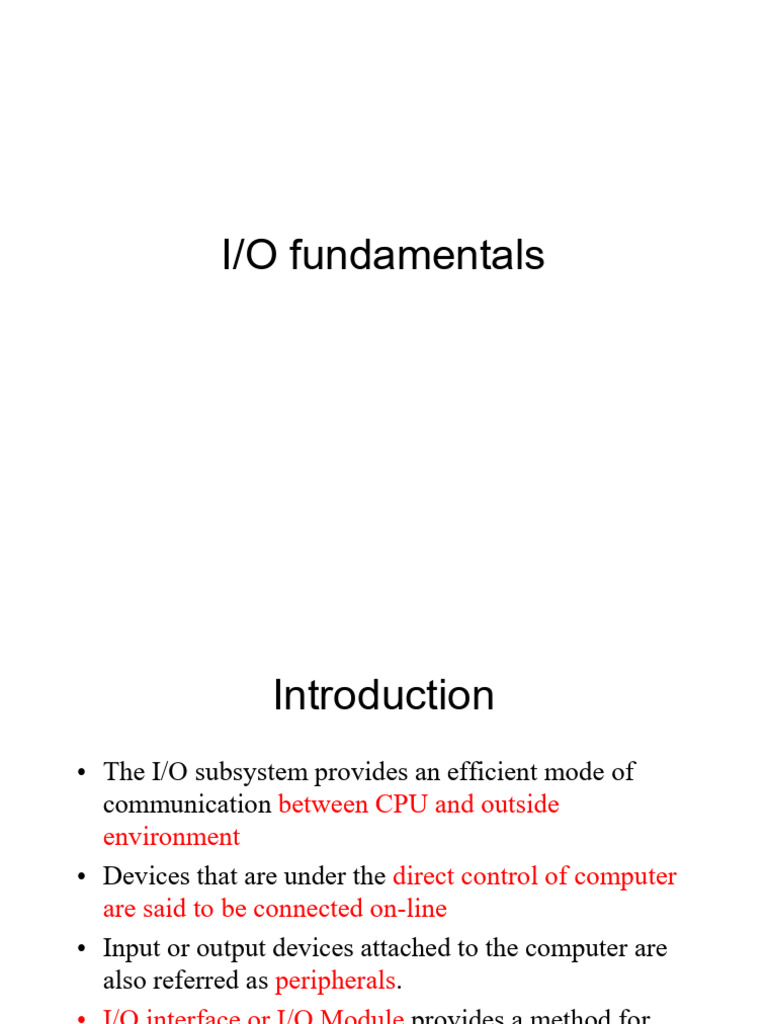 I/O Subsystem and Data Transfer Methods | PDF | Input/Output | Computer ...
