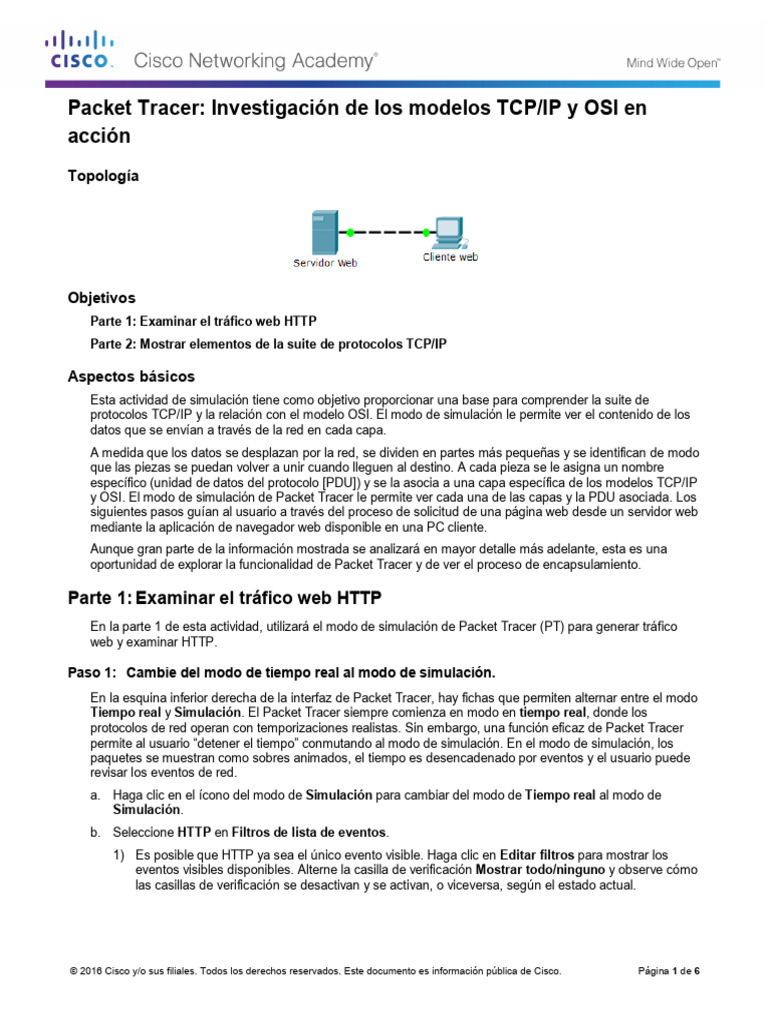 3.2.4.6 Packet Tracer - Investigating The TCP-IP and OSI Models in ...