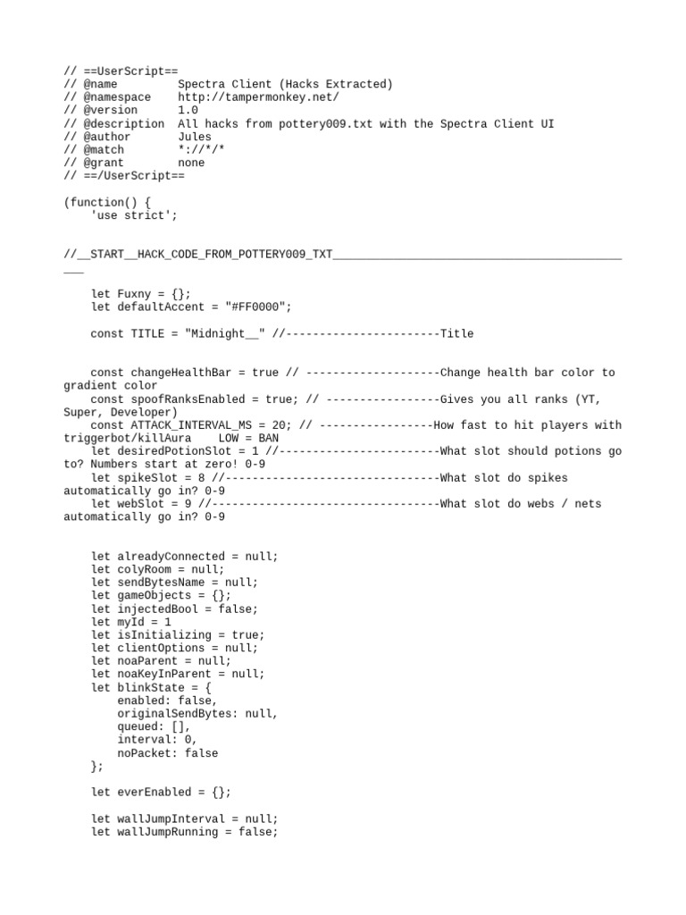 Spectra Client Hacks Script | PDF | Software Engineering | Computer ...