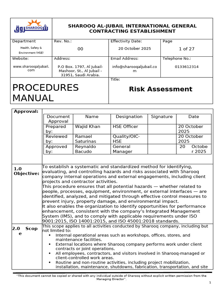 Risk Assessment Procedures Manual | PDF | Risk | Risk Assessment
