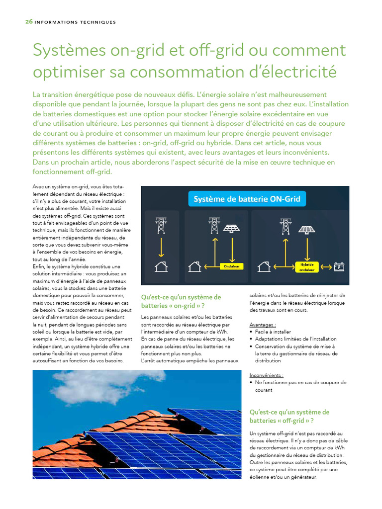 Systèmes On-Grid et Off-Grid : Guide | PDF | Réseau électrique ...