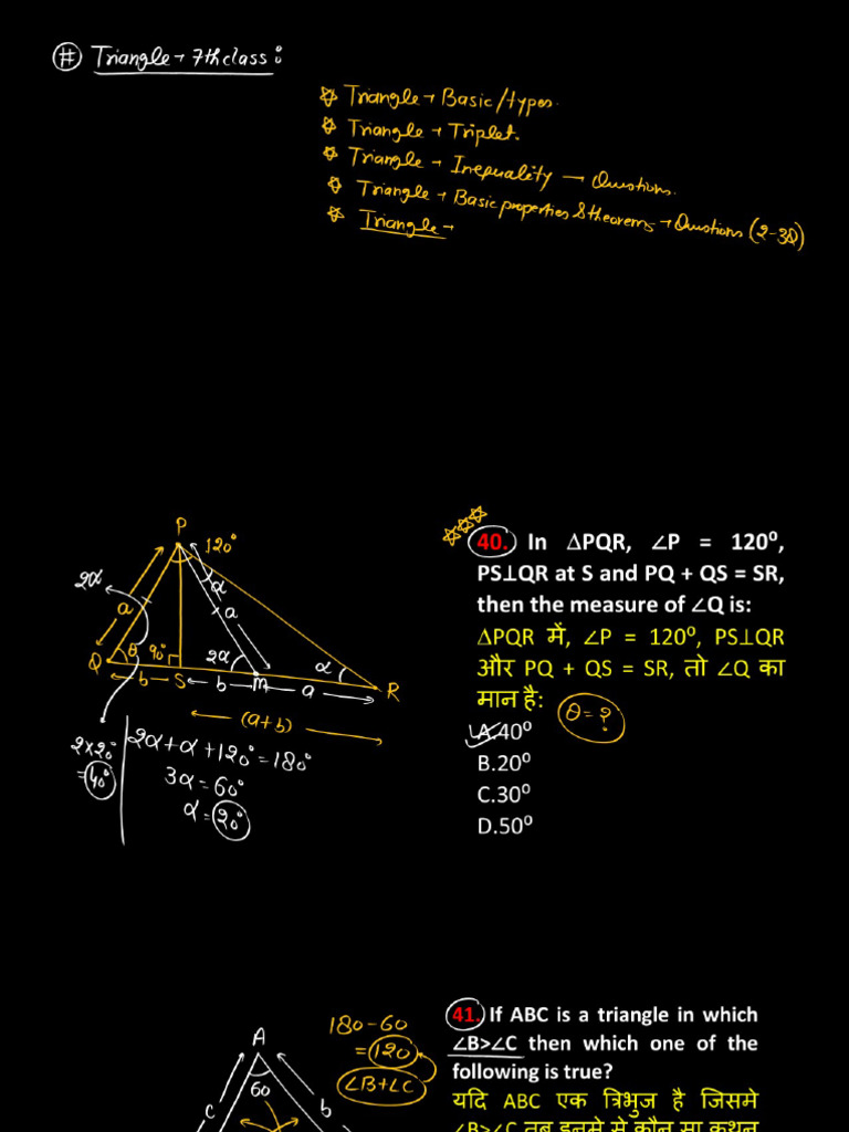 1476 Geometry Class Notes Triangle 7th Class Part 1 ST | PDF