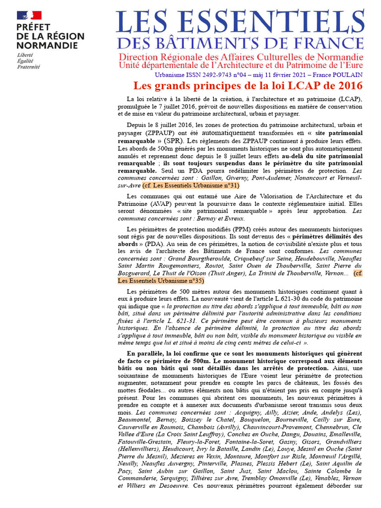 Loi LCAP 2016 : Protection du patrimoine | PDF | Design environnemental ...