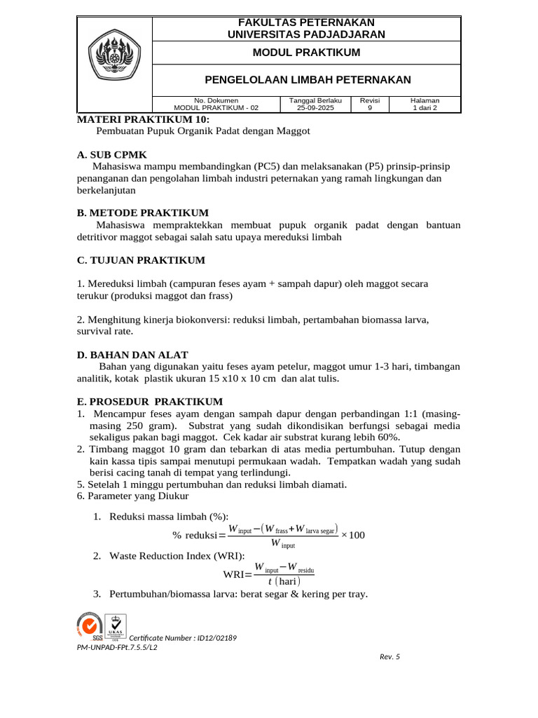 MODUL PRAKTIKUM MAGGOT | PDF