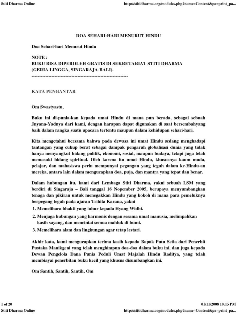 Doa Sehari Hari Hindu